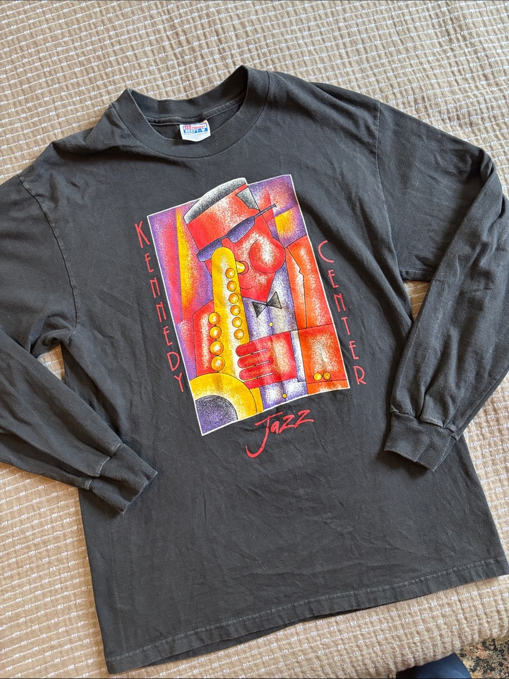 Vintage Kennedy Center Jazz Long Sleeve Graphic T-Shirt Black Large